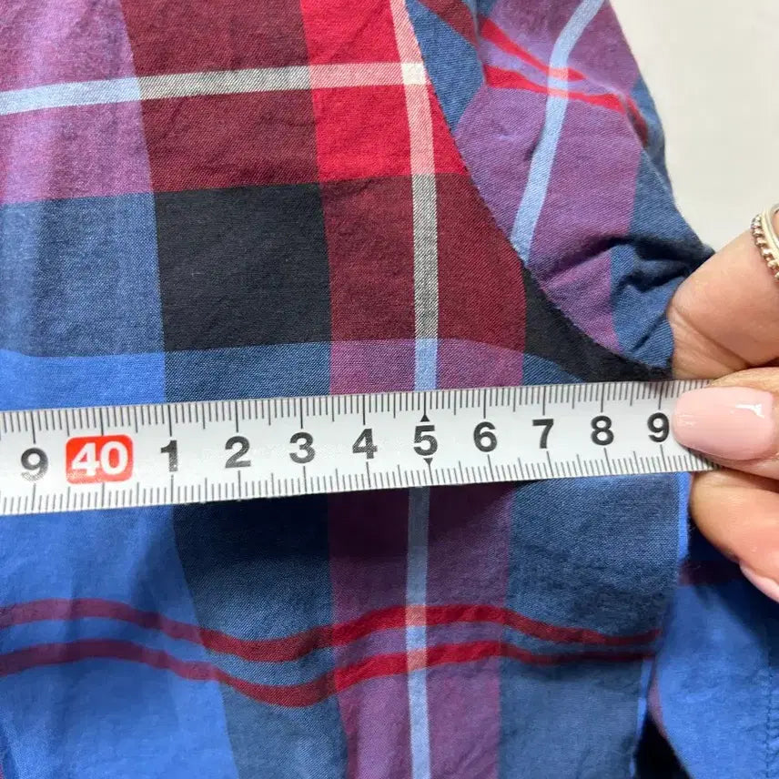 [BUNJANG] Beanpole Blue Red Check Shirt / 빈폴 블루 레드 체크 셔츠 S
