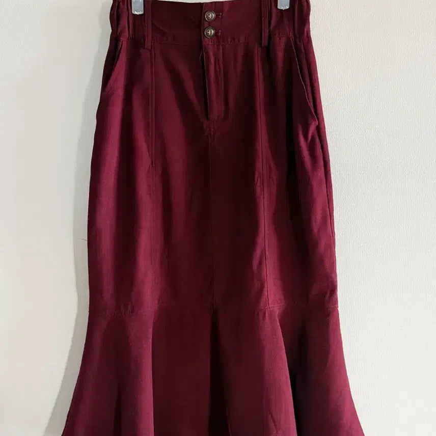 [BUNJANG] Nohea Burgundy Suede Mermaid Long Skirt / 버건디 스웨이드 머메이드 롱스커트