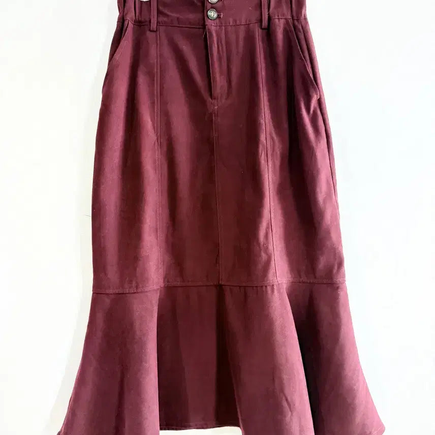 [BUNJANG] Nohea Burgundy Suede Mermaid Long Skirt / 버건디 스웨이드 머메이드 롱스커트