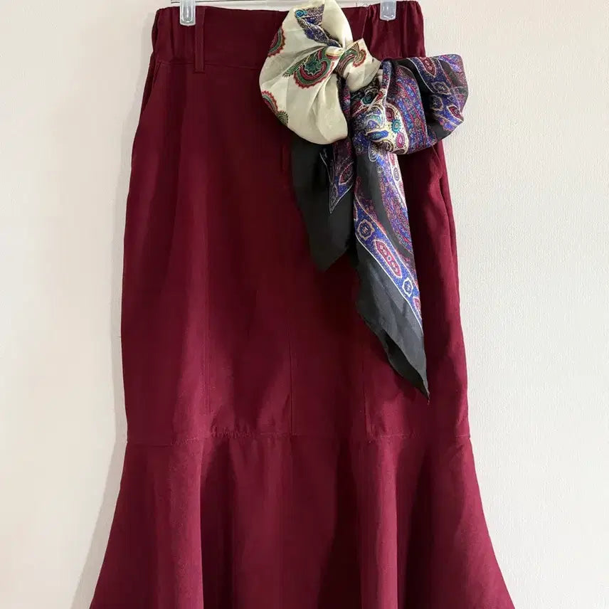 [BUNJANG] Nohea Burgundy Suede Mermaid Long Skirt / 버건디 스웨이드 머메이드 롱스커트