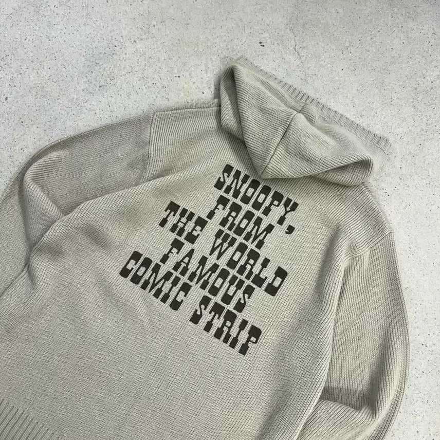 [BUNJANG] Peanuts Snoopy Big Logo Hood Knit / 피너츠 스누피 빅로고 후드 니트