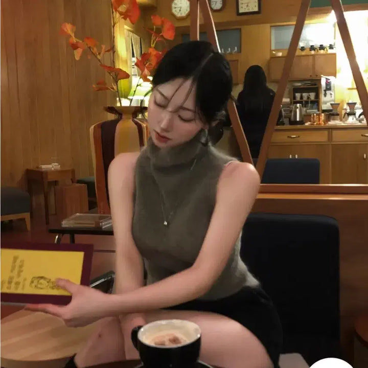 [BUNJANG] Noirbeau Holiday Angora Knit Beige Gray / (새상품) 누아르보 홀리데이 앙고라 니트 베이지그레이