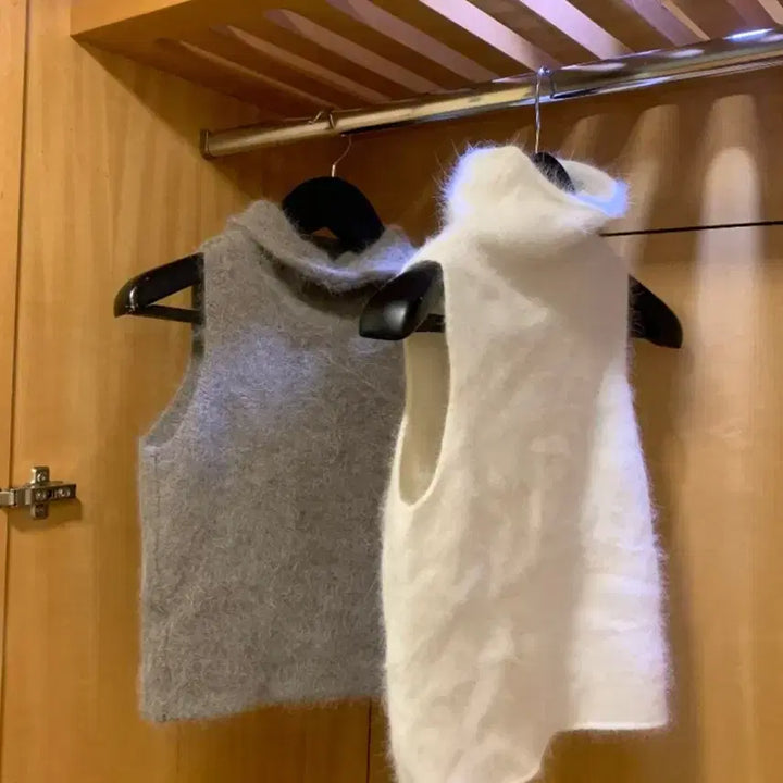 [BUNJANG] Noirbeau Holiday Angora Knit Beige Gray / (새상품) 누아르보 홀리데이 앙고라 니트 베이지그레이