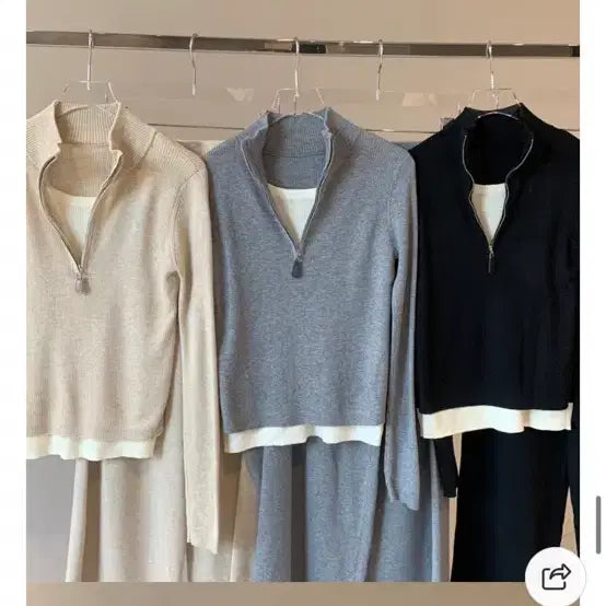 [BUNJANG] Knit Top and Bottom Set / 니트 상하의 세트 베이지/블랙