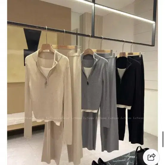 [BUNJANG] Knit Top and Bottom Set / 니트 상하의 세트 베이지/블랙