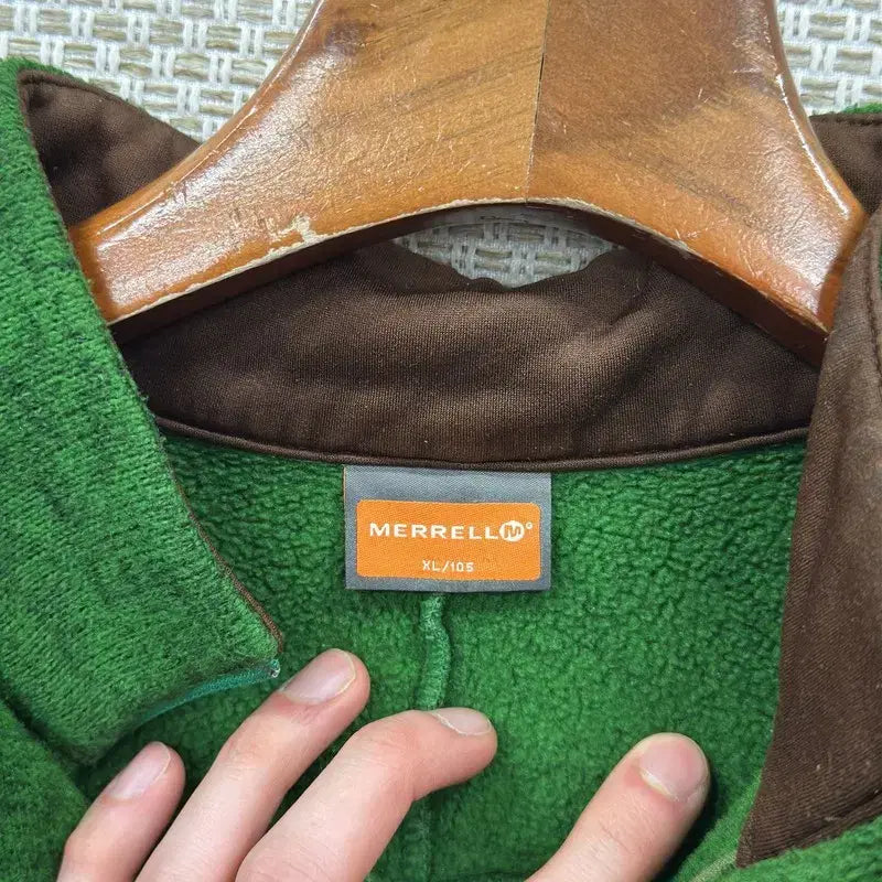 [BUNJANG] Merrell Embroidered Logo Fleece Lined Long Sleeve Shirt XL / 머렐 아웃도어 자수로고 약기모 반집업 긴팔티 XL A07585