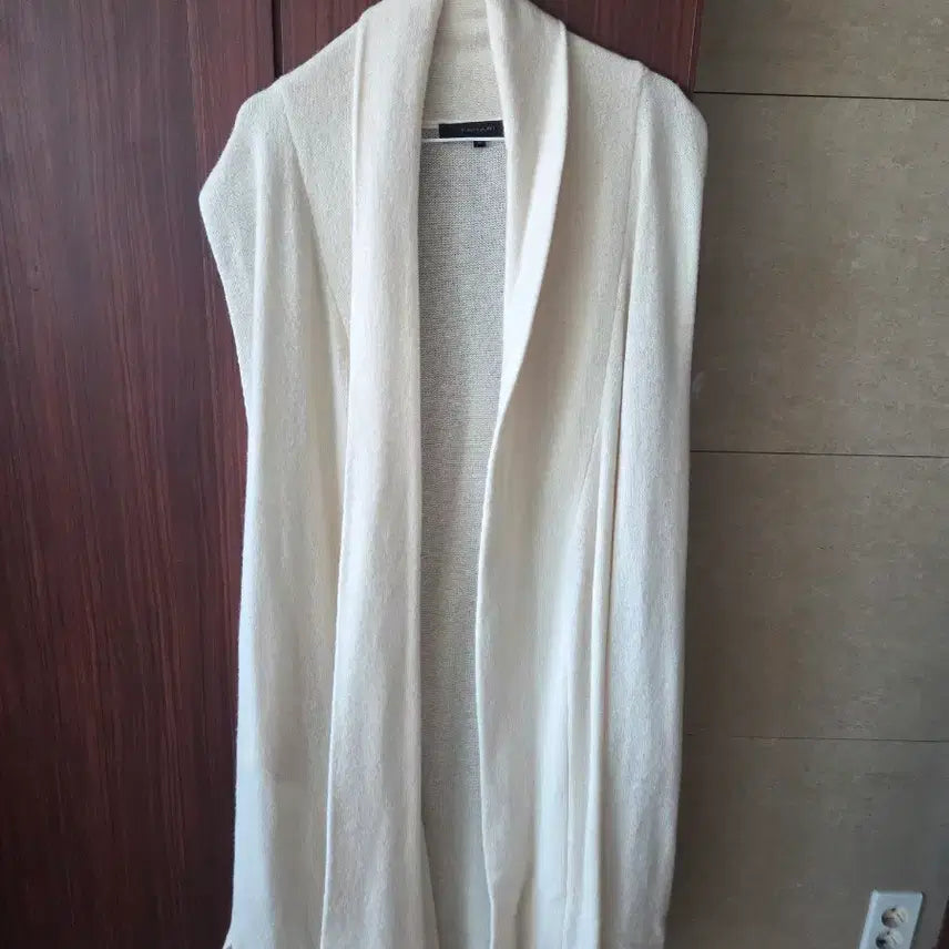 [BUNJANG] Tahari Ivory Long Cardigan Vest / 타하리 아이보리 롱 가디건 베스트