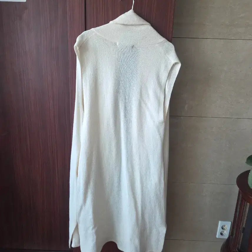 [BUNJANG] Tahari Ivory Long Cardigan Vest / 타하리 아이보리 롱 가디건 베스트