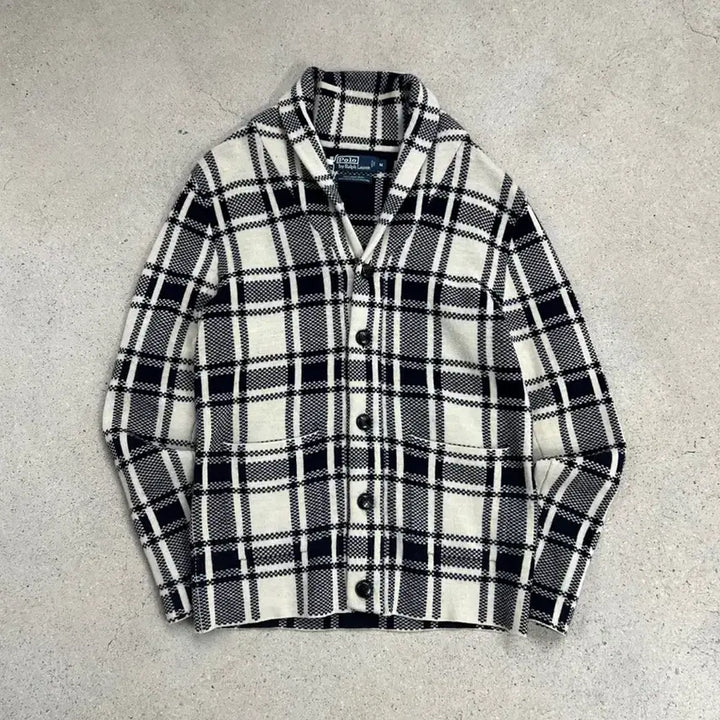 [BUNJANG] Polo Ralph Lauren Lambswool Check Cardigan / 폴로 랄프로렌 램스울 숄카라 체크 가디건