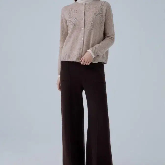 [BUNJANG] Soul Brown Raccoon Wool Wide Knit Pants / 쏘울 브라운 라쿤 울 와이드 니트팬츠/2025ss/88/앨리스/659