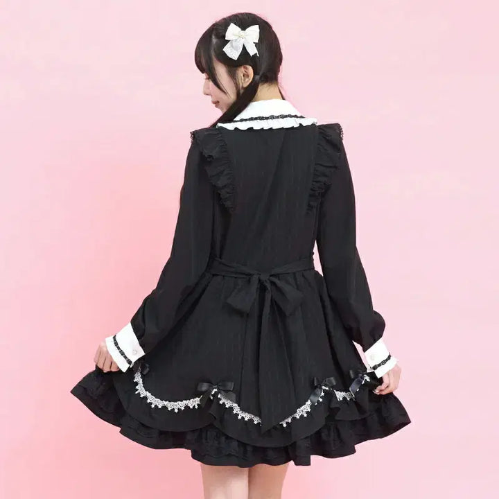 [BUNJANG] Secret Honey Color Block Apron Dress / 시크릿허니 앞치마 배색 원피스