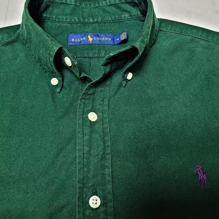 [BUNJANG] Polo Ralph Lauren Green Button-Down Cotton Shirt / 폴로랄프로렌 진녹색 버튼다운 면셔츠 공용 m 폴1307