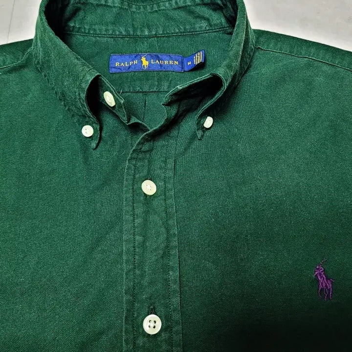 [BUNJANG] Polo Ralph Lauren Green Button-Down Cotton Shirt / 폴로랄프로렌 진녹색 버튼다운 면셔츠 공용 m 폴1307