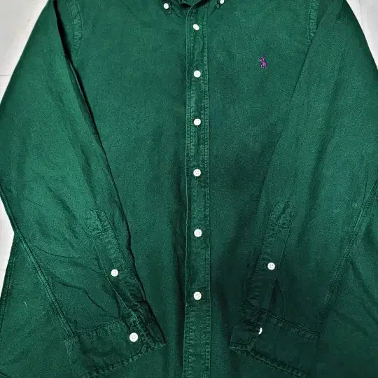 [BUNJANG] Polo Ralph Lauren Green Button-Down Cotton Shirt / 폴로랄프로렌 진녹색 버튼다운 면셔츠 공용 m 폴1307
