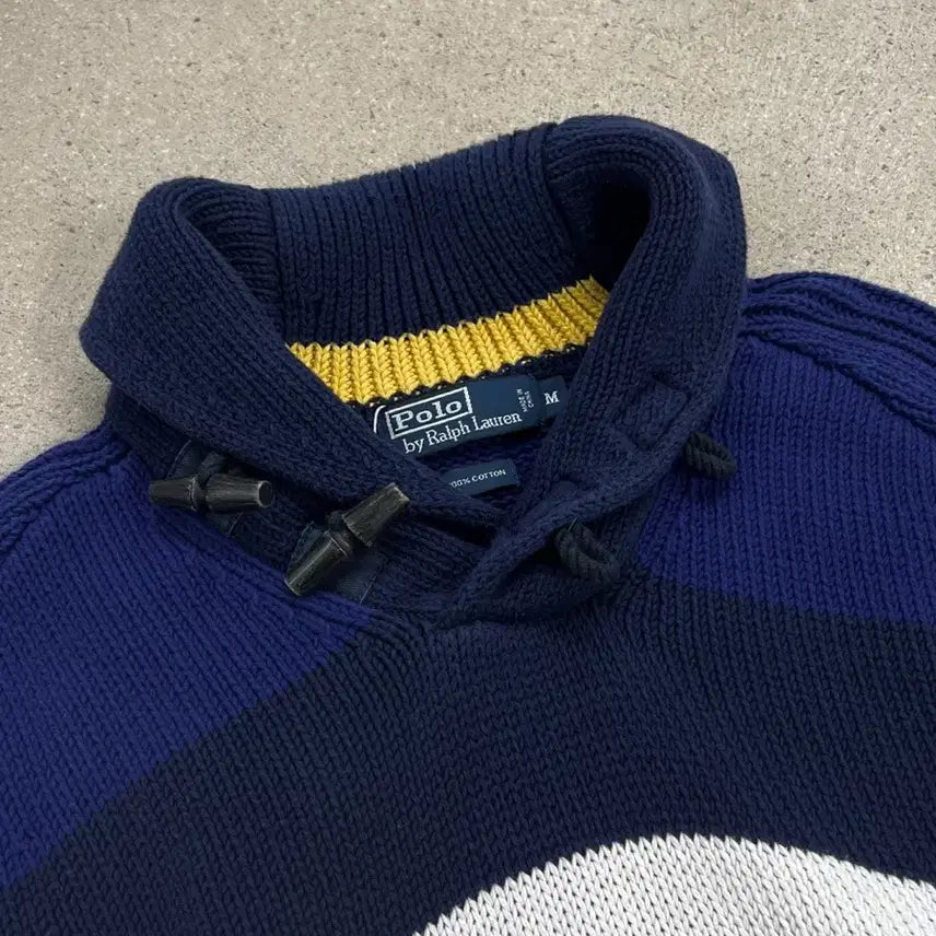 [BUNJANG] Polo Ralph Lauren Elbow Patch Shawl Collar Duffle Knit / 폴로 랄프로렌 엘보패치 숄카라 더플 니트