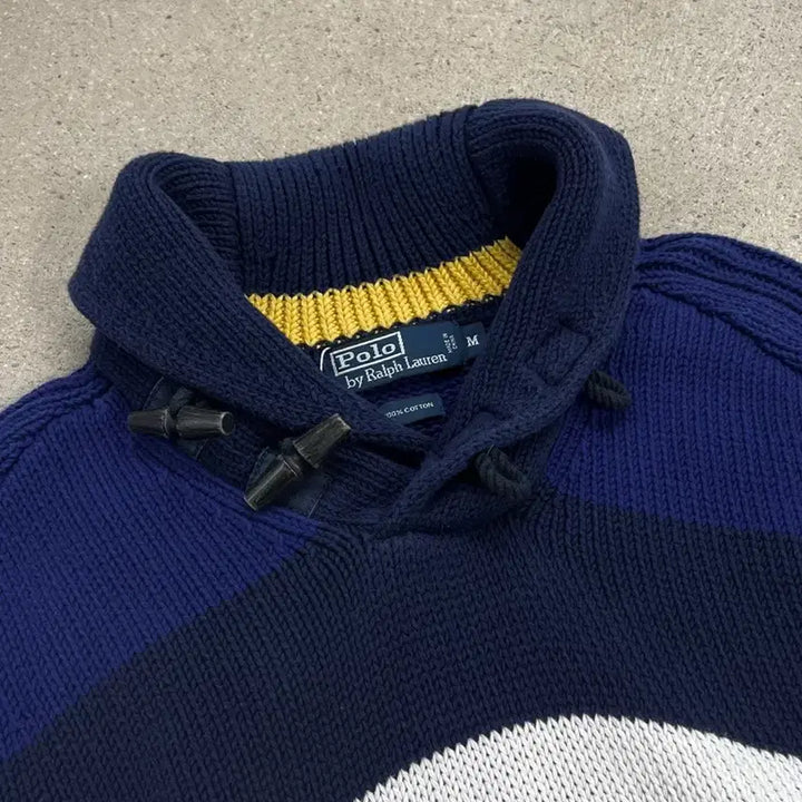[BUNJANG] Polo Ralph Lauren Elbow Patch Shawl Collar Duffle Knit / 폴로 랄프로렌 엘보패치 숄카라 더플 니트