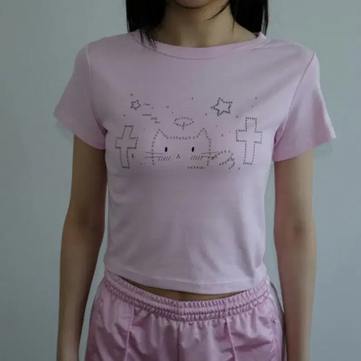[BUNJANG] Sakiri Lil Kiri Top - Pink T-shirt / 샤키리 Sweat Lil Kiri Top_Pink
