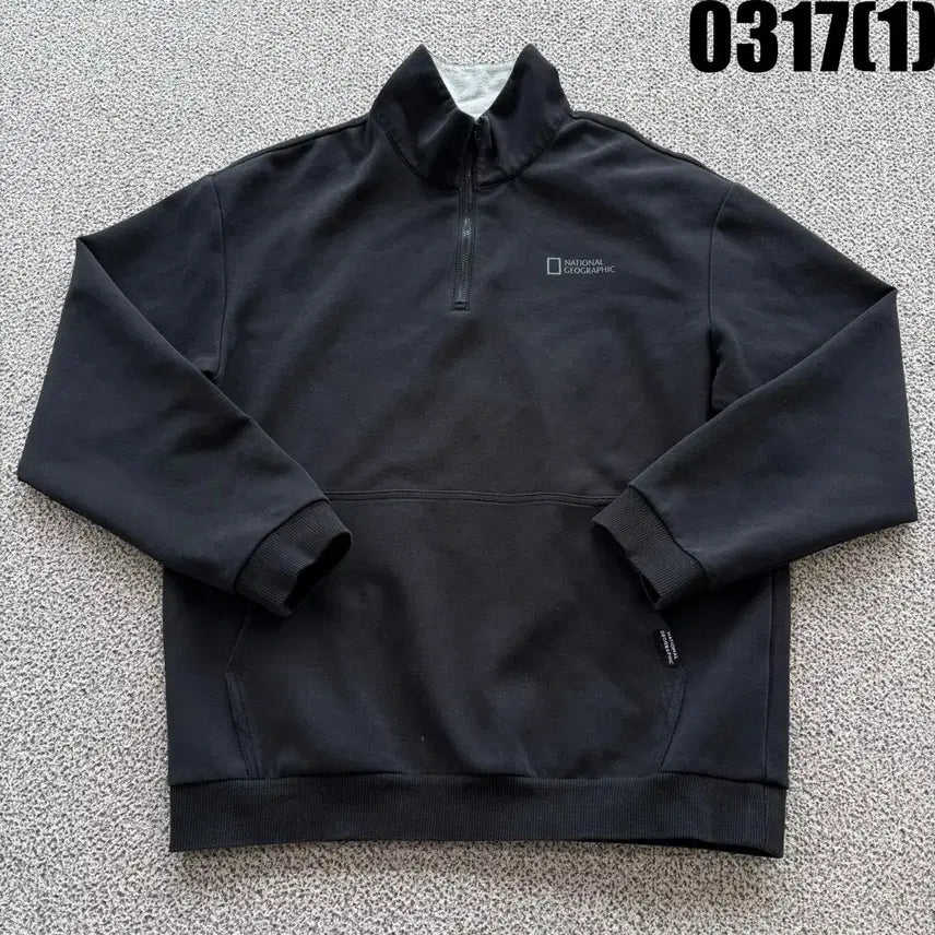 [SOLD OUT] 내셔널지오그래픽 검정색 하프집업 맨투맨 S