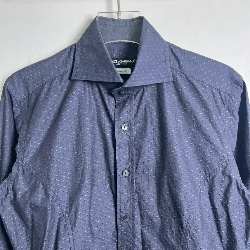 [BUNJANG] Dolce &amp; Gabbana Navy Slim Fit Pattern Shirt / 돌체앤가바나 네이비 슬림핏 패턴 셔츠