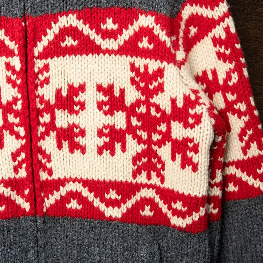 [BUNJANG] Tommy Hilfiger Ski Snowflower Pattern Wool Sweater Zip-up Grey / [103] 타미힐피거 SKI 눈꽃패턴 울 스웨터 집업 그레이