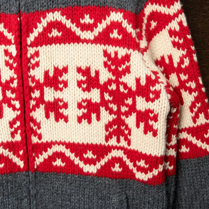 [BUNJANG] Tommy Hilfiger Ski Snowflower Pattern Wool Sweater Zip-up Grey / [103] 타미힐피거 SKI 눈꽃패턴 울 스웨터 집업 그레이