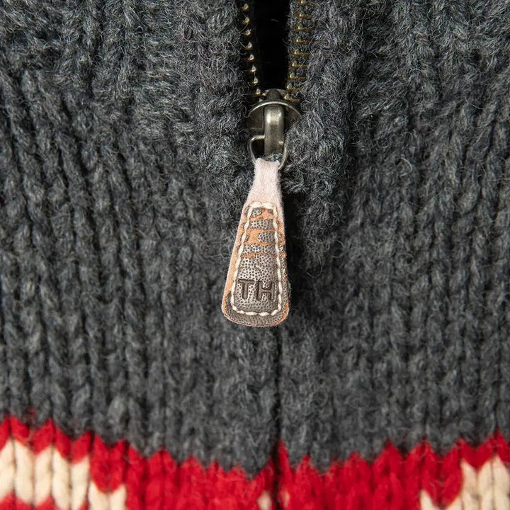 [BUNJANG] Tommy Hilfiger Ski Snowflower Pattern Wool Sweater Zip-up Grey / [103] 타미힐피거 SKI 눈꽃패턴 울 스웨터 집업 그레이