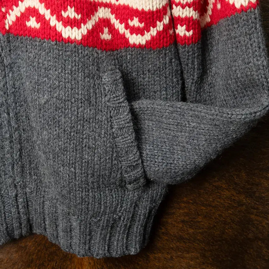 [BUNJANG] Tommy Hilfiger Ski Snowflower Pattern Wool Sweater Zip-up Grey / [103] 타미힐피거 SKI 눈꽃패턴 울 스웨터 집업 그레이