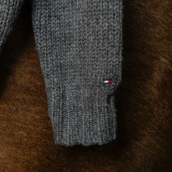 [BUNJANG] Tommy Hilfiger Ski Snowflower Pattern Wool Sweater Zip-up Grey / [103] 타미힐피거 SKI 눈꽃패턴 울 스웨터 집업 그레이