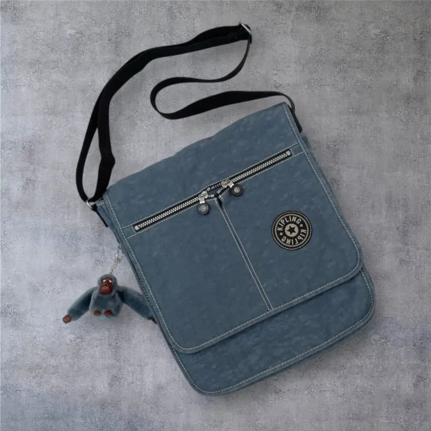 [BUNJANG] Kipling Light Blue Multi-Pocket Crossbody Bag / 키플링 Kipling 라이트블루 멀티포켓 크로스백