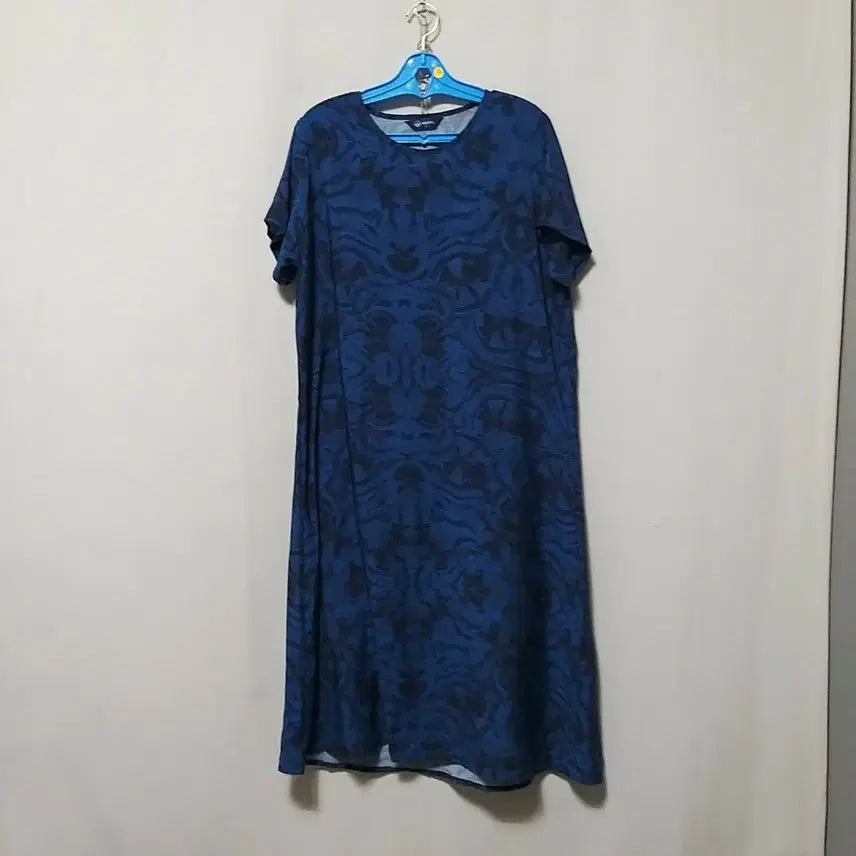 [BUNJANG] K33 Blue Patterned Long Rayon Dress / ㅋ33 인견롱원피스