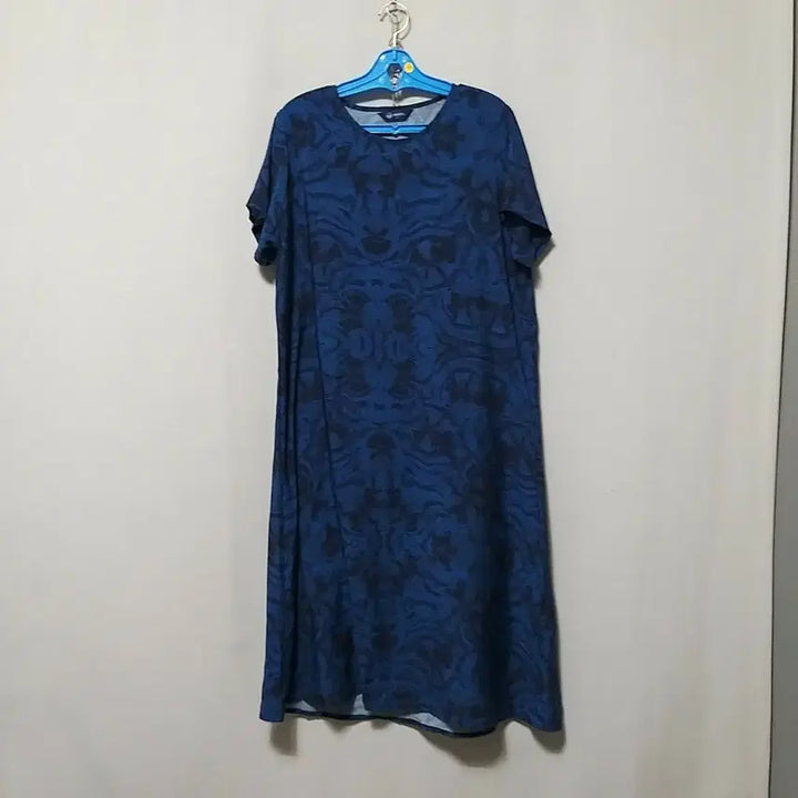 [BUNJANG] K33 Blue Patterned Long Rayon Dress / ㅋ33 인견롱원피스
