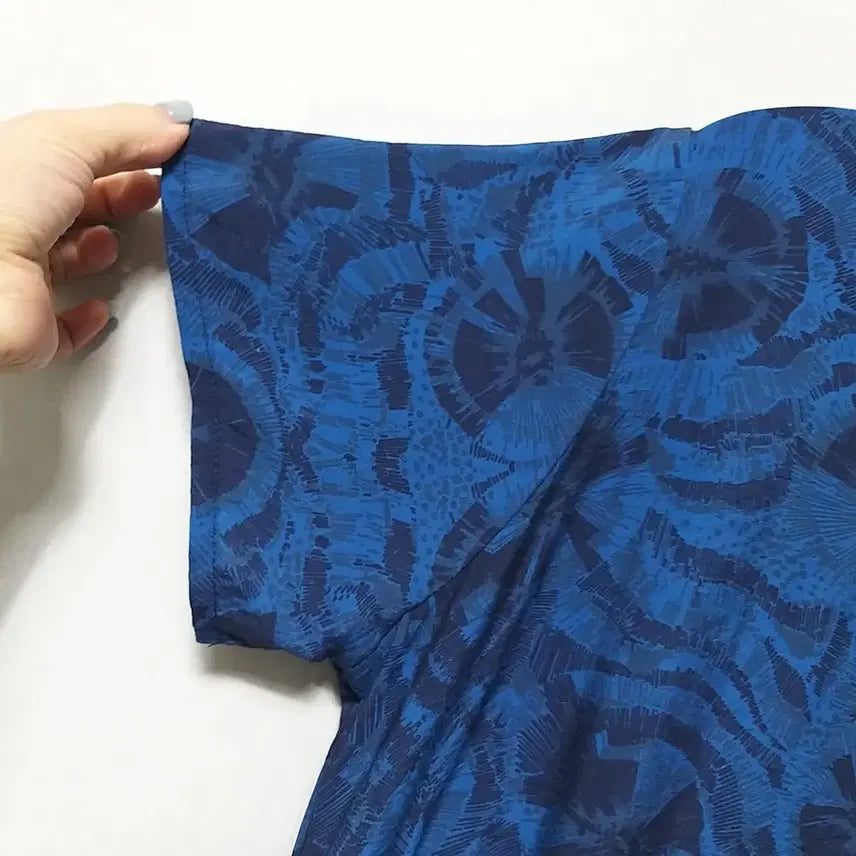 [BUNJANG] K33 Blue Patterned Long Rayon Dress / ㅋ33 인견롱원피스