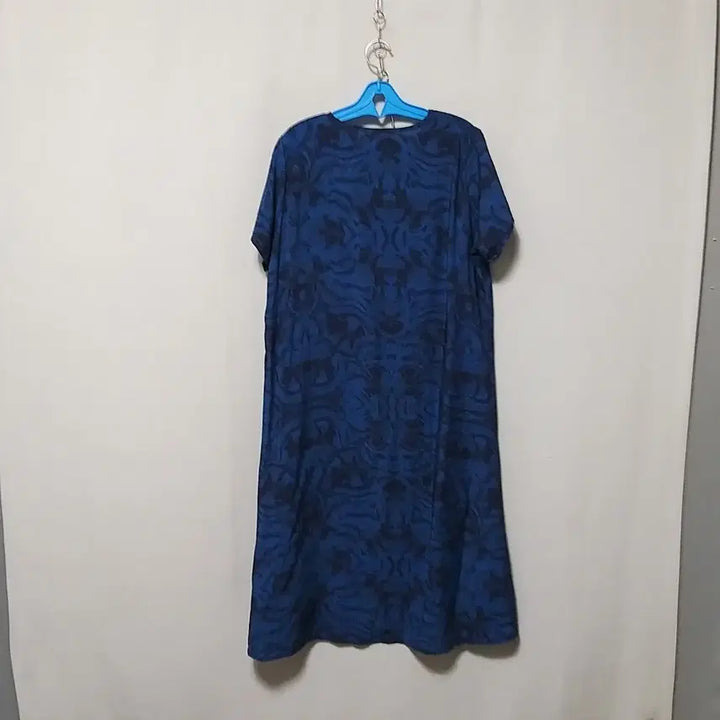 [BUNJANG] K33 Blue Patterned Long Rayon Dress / ㅋ33 인견롱원피스