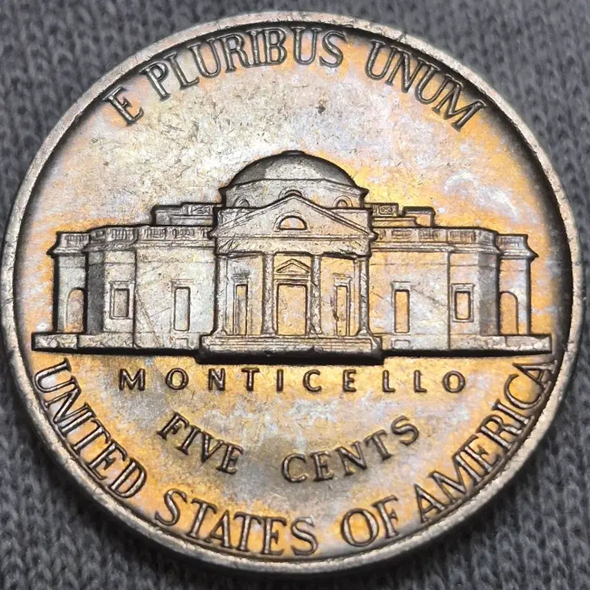 [BUNJANG] 1980 US Jefferson Nickel P Mint Error Coin / 1980 미국 제퍼슨 니켈 주화 P민트.주조에러. 레인보우 풀스텝