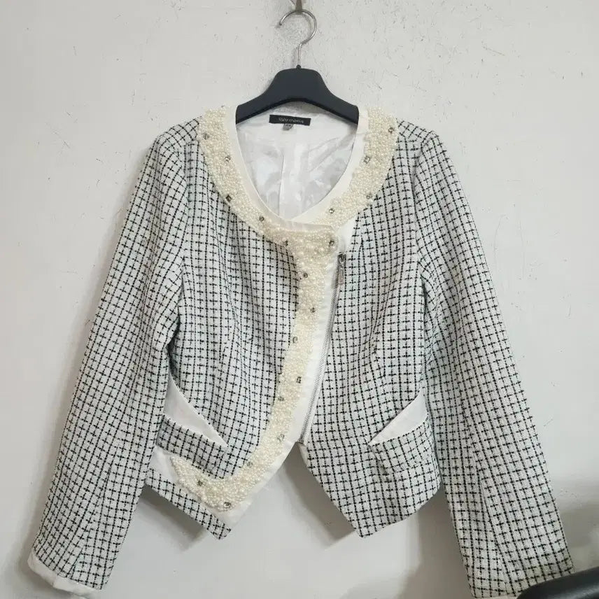 [BUNJANG] Tweed Pearl Point Crop Jacket / 트위드 진주 포인트 크롭 자켓