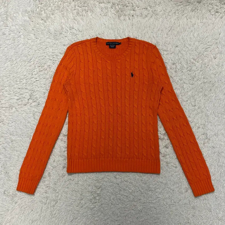 [BUNJANG] Polo Ralph Lauren Orange Cable Knit Sweater / 폴로 오렌지 케이블 니트