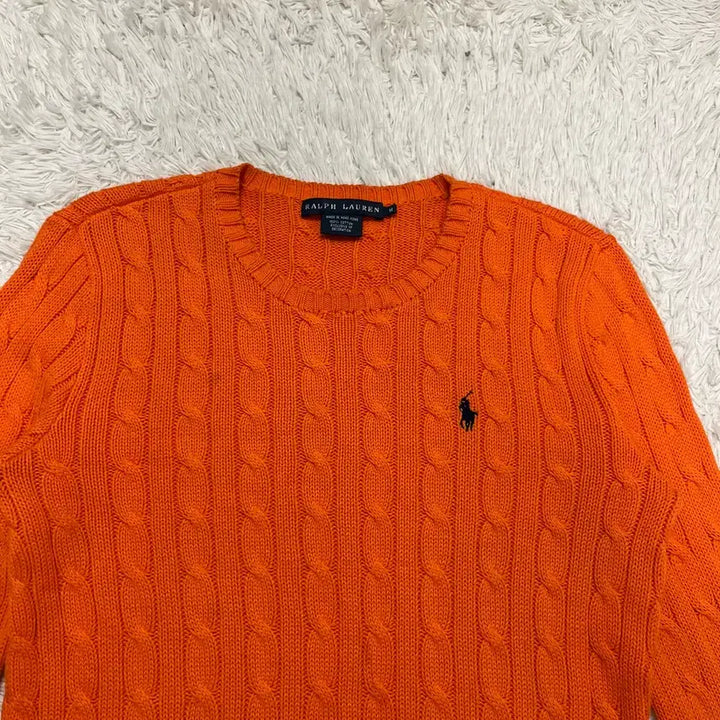[BUNJANG] Polo Ralph Lauren Orange Cable Knit Sweater / 폴로 오렌지 케이블 니트