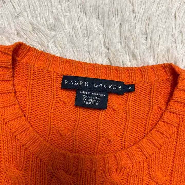 [BUNJANG] Polo Ralph Lauren Orange Cable Knit Sweater / 폴로 오렌지 케이블 니트
