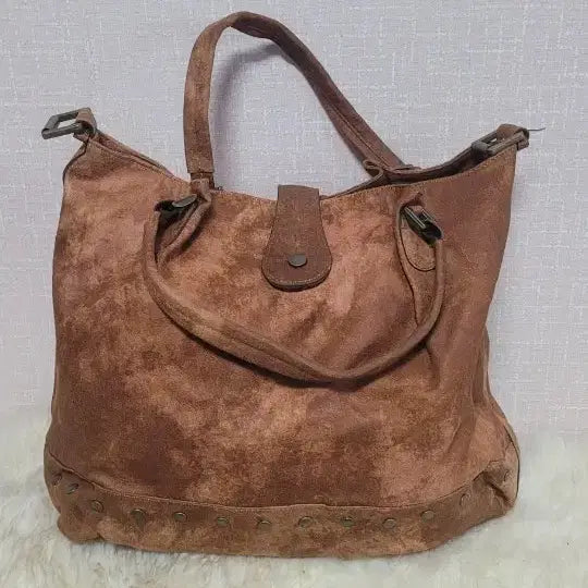 [BUNJANG] Suede Brown Tote Bag / 스웨이드 브라운 토트백 + 스트랩 개당