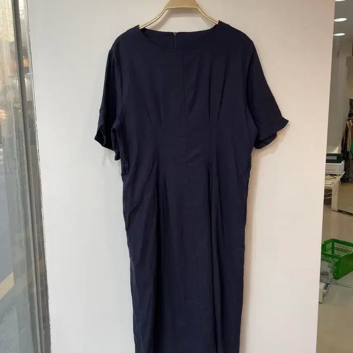[BUNJANG] YESSE Navy Linen Blend Short Sleeve Dress / YESSE 네이비 반팔 마혼용 원피스 구77
