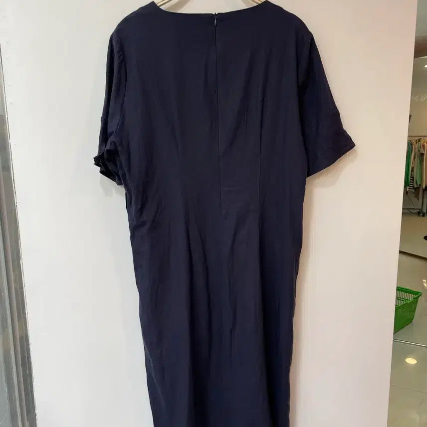 [BUNJANG] YESSE Navy Linen Blend Short Sleeve Dress / YESSE 네이비 반팔 마혼용 원피스 구77