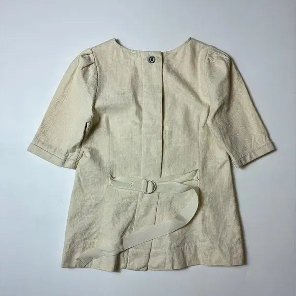 [BUNJANG] TheOpenProduct Belted Short Sleeve Blouse / 더오픈프로덕트 벨티드 반팔 블라우스 PN8606