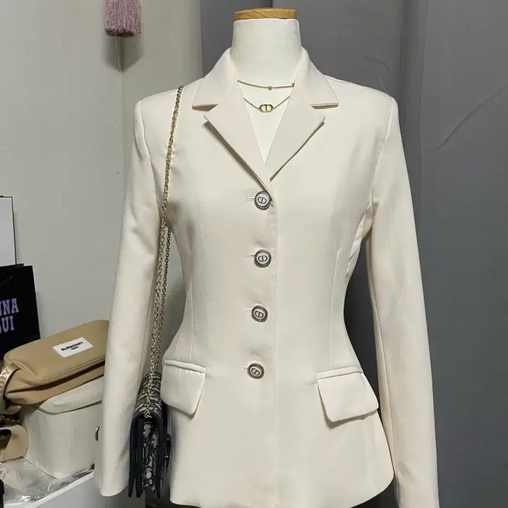 [BUNJANG] Tailored Ivory Princess Line Jacket / 새제품)허리잘록 테일러드 자켓 프린세스 라인 자켓 김연아 자켓 하객룩