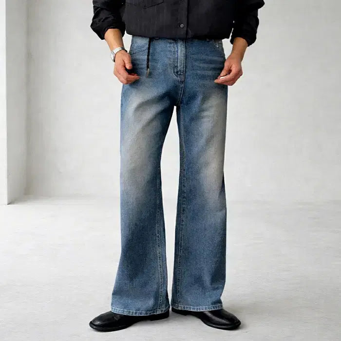 [BUNJANG] Wayne 159 Mid-Wash Flare Bootcut Denim Jeans / 남자 중청 워싱 플레어 부츠컷 데님 청바지