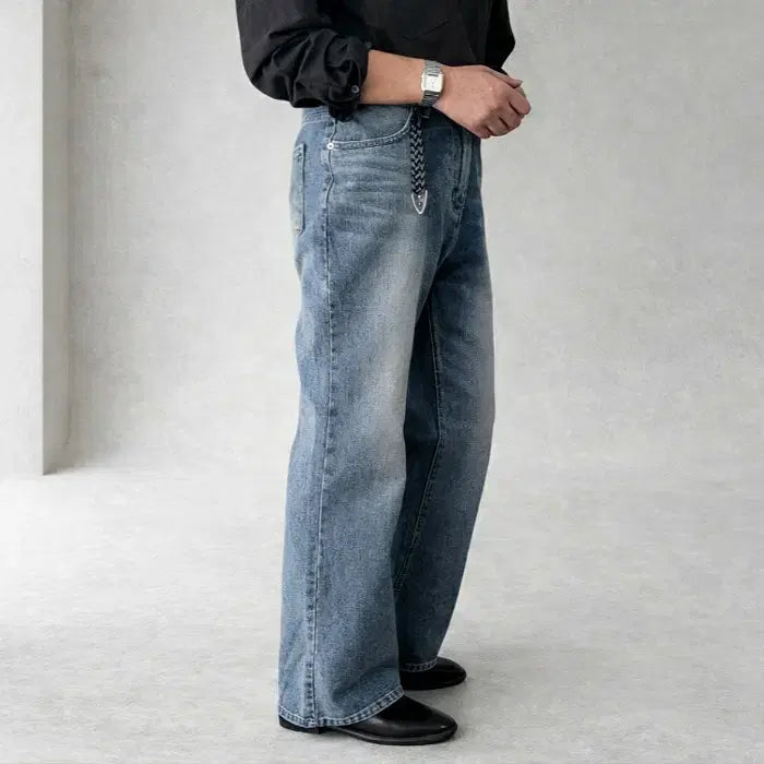 [BUNJANG] Wayne 159 Mid-Wash Flare Bootcut Denim Jeans / 남자 중청 워싱 플레어 부츠컷 데님 청바지