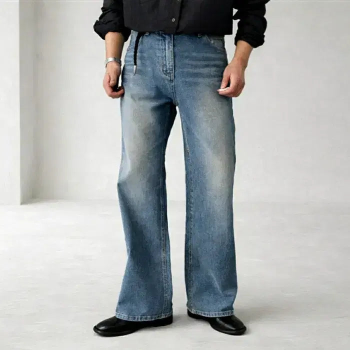 [BUNJANG] Wayne 159 Mid-Wash Flare Bootcut Denim Jeans / 남자 중청 워싱 플레어 부츠컷 데님 청바지
