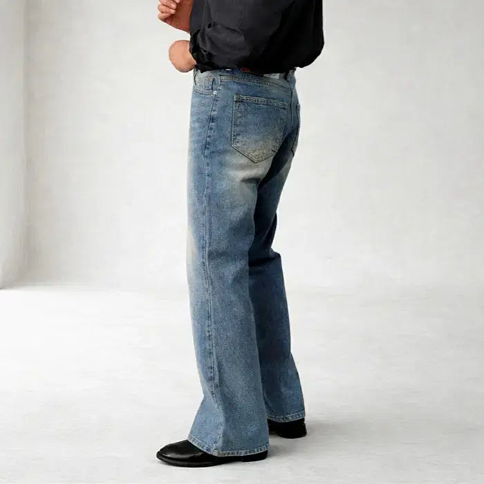 [BUNJANG] Wayne 159 Mid-Wash Flare Bootcut Denim Jeans / 남자 중청 워싱 플레어 부츠컷 데님 청바지