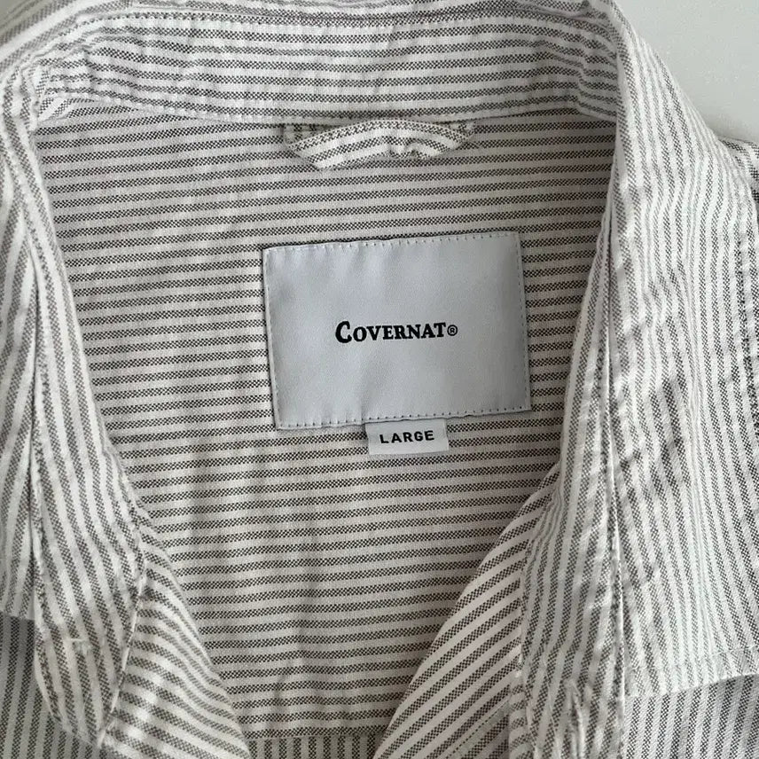 [BUNJANG] Covernat Striped Oxford Shirt - Beige / L) 커버낫 스트라이프 셔츠 베이지