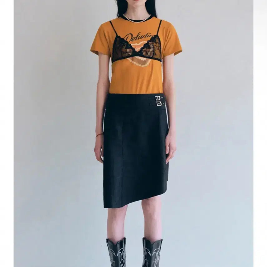 [BUNJANG] Current Vintage Crack Buckle Skirt / 커렌트 빈티지 크랙 버클 스커트