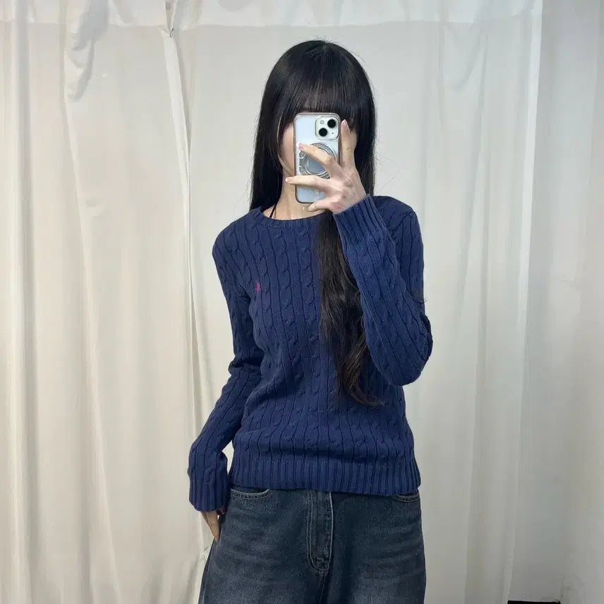 [BUNJANG] Polo Ralph Lauren Cable Knit Sweater / 폴로 네이비 케이블 니트